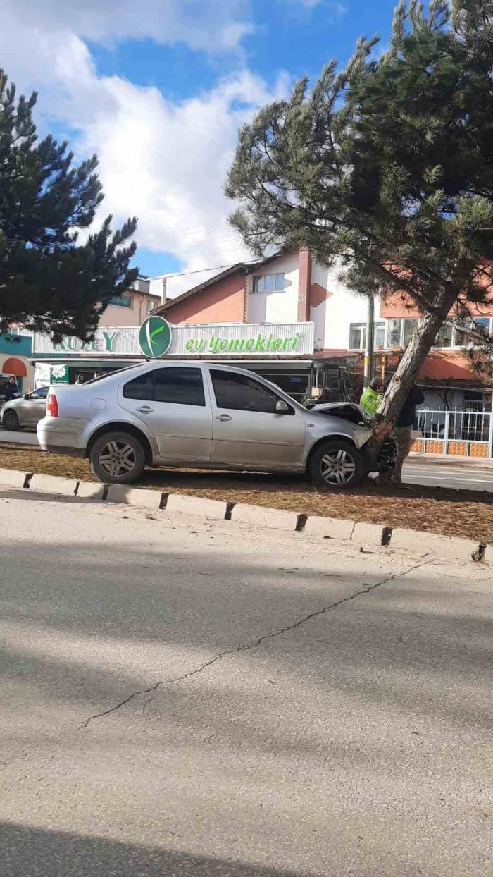 Yoldan Çıkan Otomobil, Ağaca Çarptı: 1 Yaralı