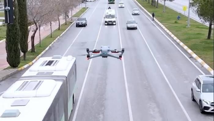 Denizli’de Dron İle Havadan Trafik Denetimleri Sürüyor