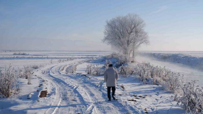 Erzurum Dondu, Termometreler -21’i Gösterdi