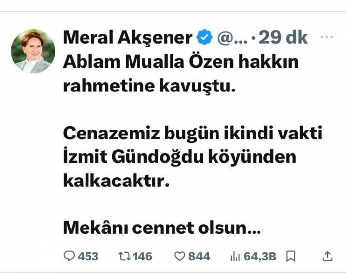 Meral Akşener Hayatını Kaybeden Ablası İçin Kocaeli’ye Geliyor