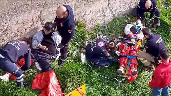 Motosikletiyle Demir Korkuluğa Çarpan Sürücü Derenin İçine Savruldu