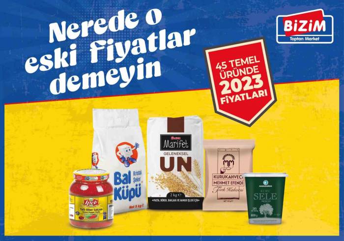 Bizim Toptan 45 Temel Ürünü 2023 Fiyatlarıyla Satışa Sundu