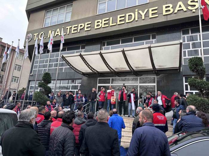 Maltepe’de Maaşını Az Bulan Belediye İşçileri Eylem Yaptı