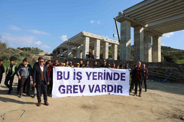 Aydın-denizli Otobanı İnşaatındaki Grev Üçüncü Gününde
