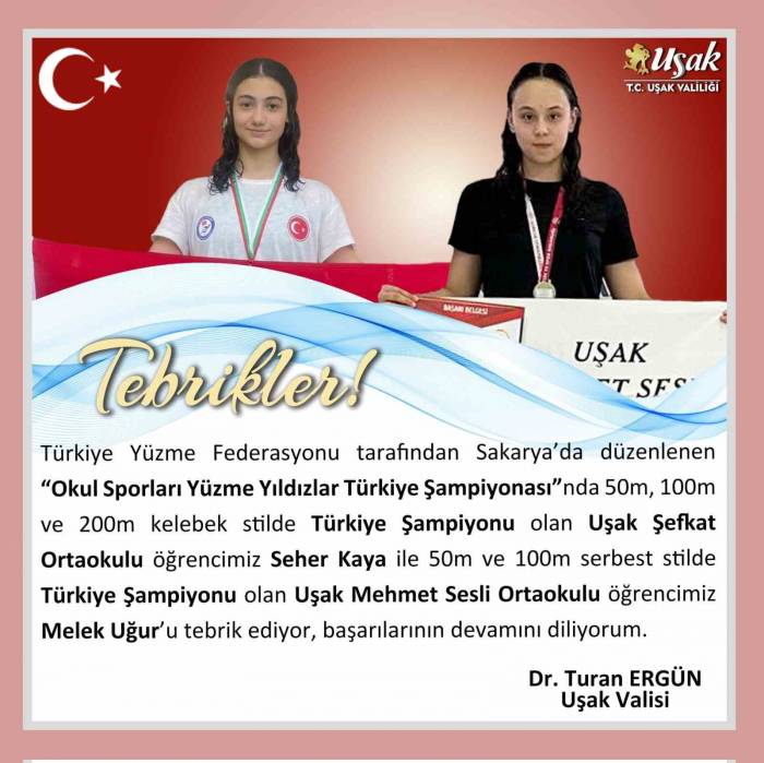 Vali Ergün’den Uşaklı Sporculara Tebrik