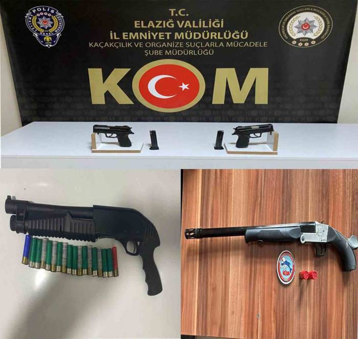 Elazığ’da Asayiş Uygulamaları: 8 Ruhsatsız Tabanca Ele Geçirildi