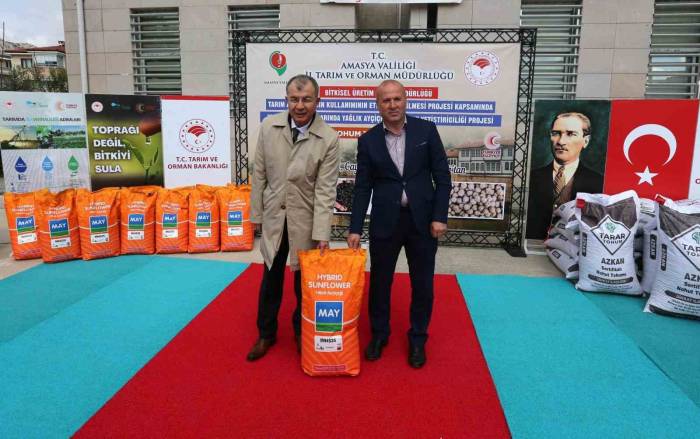 Amasya’da Çiftçilere Ayçiçeği Ve Nohut Tohumları Dağıtıldı