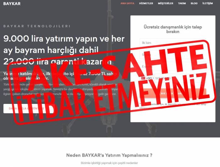 Baykar’dan Yatırım Dolandırıcılığına Karşı Uyarı: “Halka Açık Bir Şirket Olmayan Baykar, Hiçbir Zaman Yatırım Teklifinde Bulunmamaktadır”