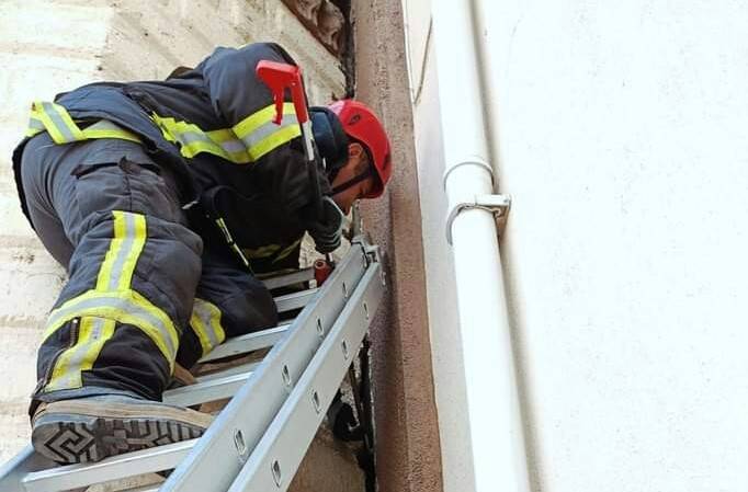 Duvar Arasına Sıkışan Kediyi İtfaiye Kurtardı