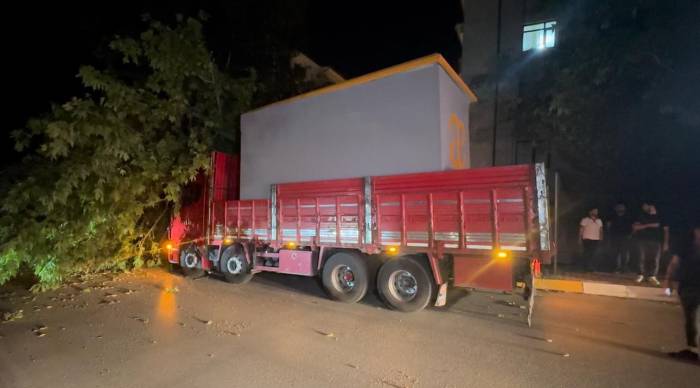 Elazığ’da Trafo Kulübesi Yüklü Tır Ağacı Devirdi: 1 Yaralı