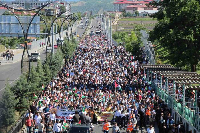 Bingöl’de Yaklaşık 15 Bin Kişi Gazze İçin Yürüdü