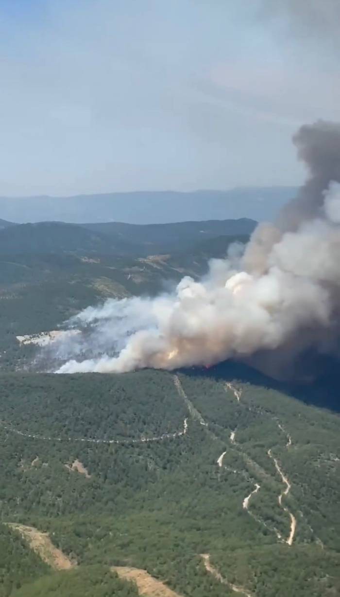 Bursa’daki Yangının Boyutu Havadan Görüntülendi