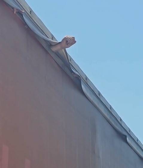 Tırdan Sarkan Kolu Fark Eden Sürücü Faciayı Önledi