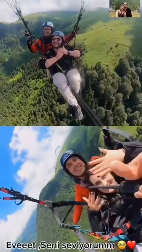 Evlenme Teklifini Uçurarak Değil, Uçarak Yaptı