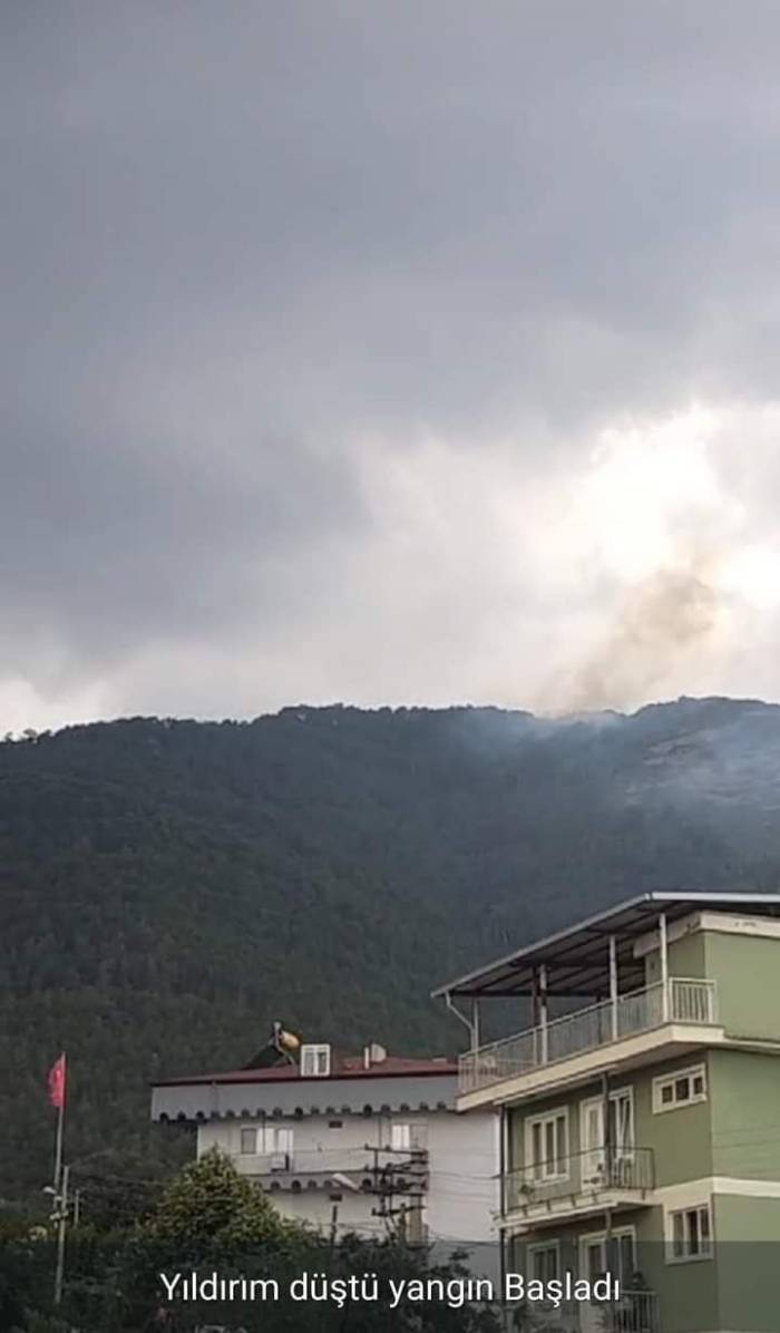 Yıldırım Düşmesi Sonucu Yangın Çıktı