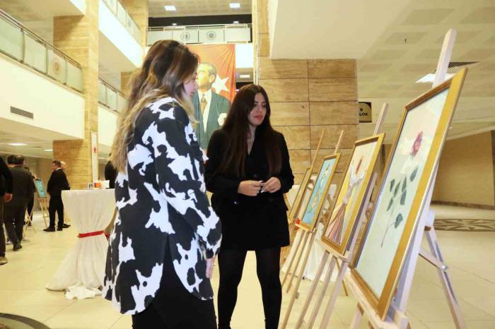 Yükümlülerin Yaptığı Ebru Ve Resimler Göz Doldurdu