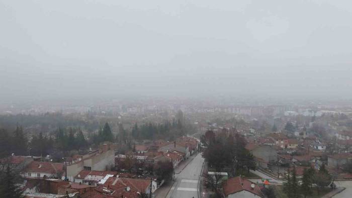 Eskişehir’de Yoğun Sis Havadan Görüntülendi