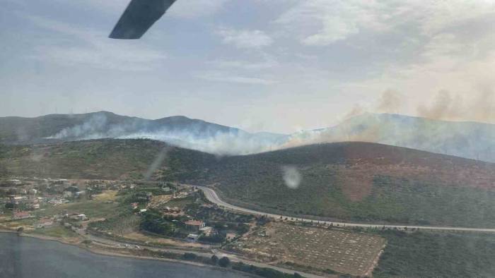 İzmir’de Makilik Alandaki Yangına Müdahale Sürüyor
