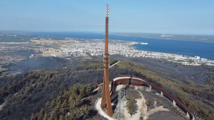 Çanakkale’de Yaşanan Orman Yangınında Yanan Yerler Dron İle Görüntülendi