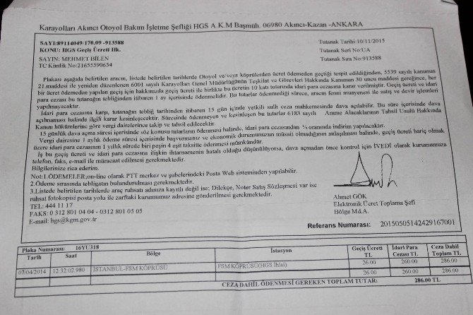 22 Yıl Önce Traktörü Çalınan Müteahhide Köprüden Kaçak Geçiş Cezası Kesildi