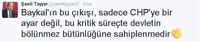 Şamil Tayyar’dan Baykal’a Destek