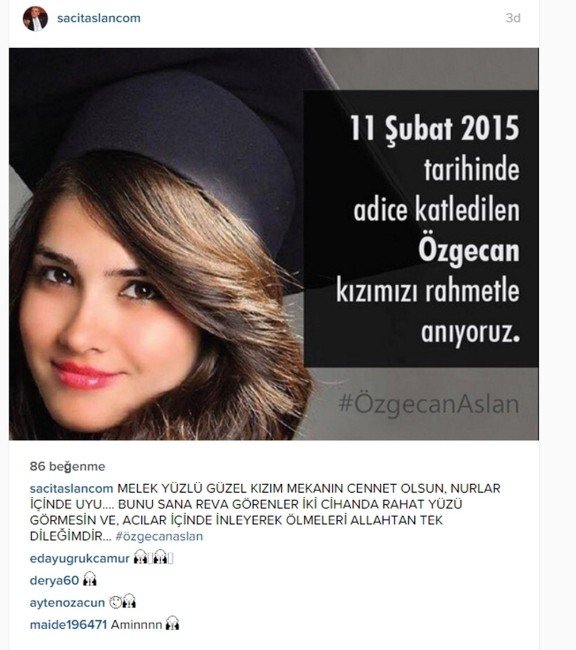 Ünlüler Özgecan Aslan’ı Unutmadı
