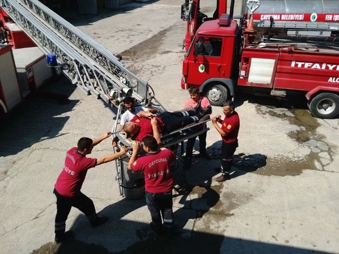 Çaycuma İtfaiyesi’nden Yaralı Kurtarma Tatbikatı