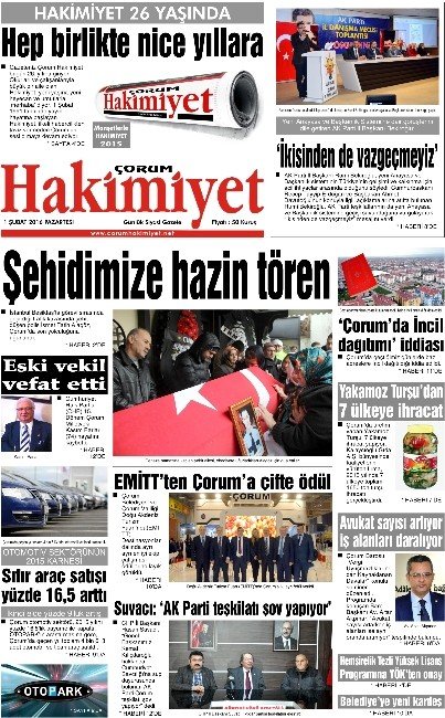 Çorum Hakimiyet Gazetesi 26. Yılını Okuyucularıyla Kutladı