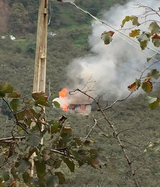 Giresun’da Ahşap Ev Yanarak Kül Oldu