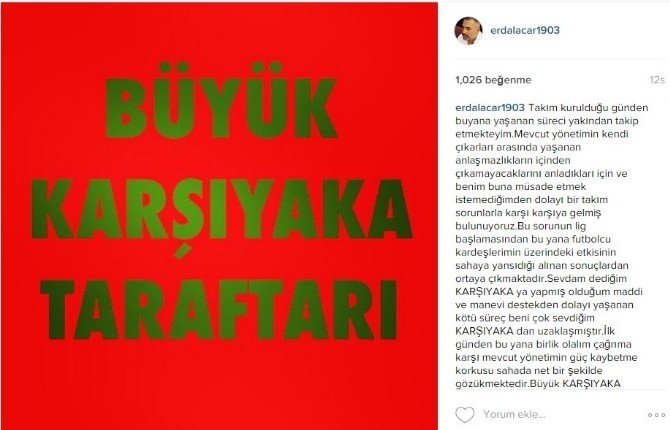 Acar’dan Karşıyaka Yönetimine Sert Açıklama