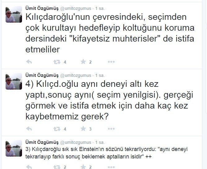 Eski Chp’li Vekilden Kılıçdaroğlu’na İstifa Çağrısı
