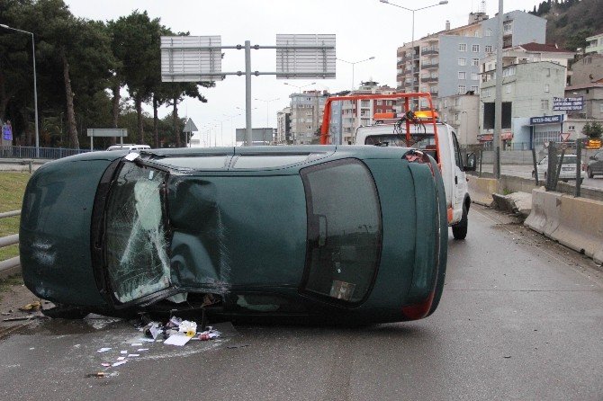 Samsun’da Otomobil Takla Attı: 1 Yaralı