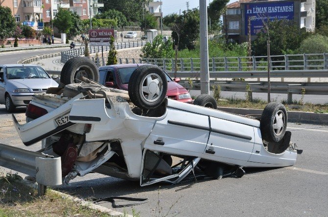 Sinop’ta Otomobil Takla Attı: 1 Yaralı