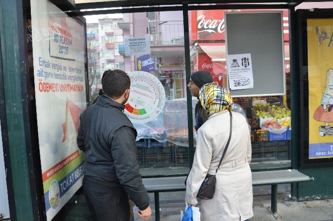 Tokat’ta Otobüs Duraklarına Bki Hesaplama Cetveli Asıldı