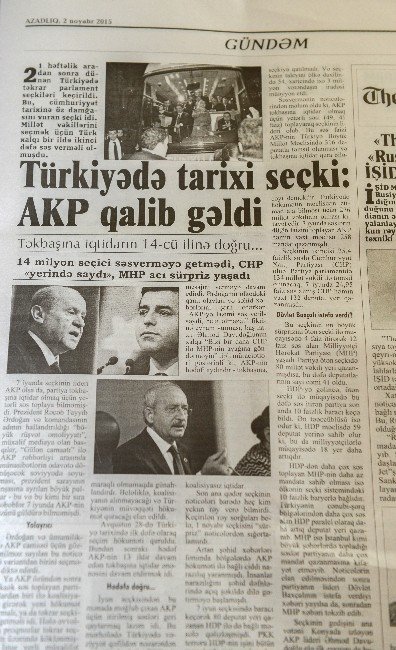 Türkiye’deki Milletvekili Genel Seçimi Sonuçları Azerbaycan Basınında