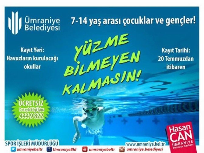 Ümraniye Belediyesi Ücretsiz Yüzme Kurs Kayıtları Başladı