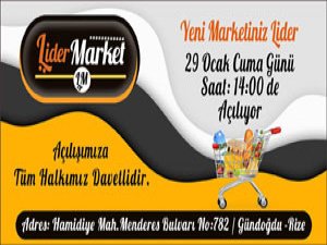 Lider Market Rize'de Açılıyor