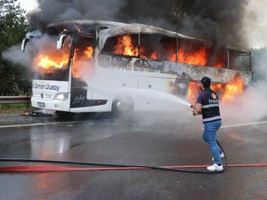 Trabzon Yolcu Otobüsü Alev Alev Yandı