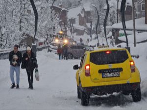 Rize'de kar yağışı etkili oldu