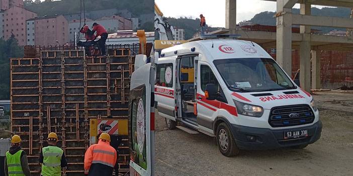 Rize Atık Su Arıtma Tesisi İnşaatından Düşen İşçi Yaralandı