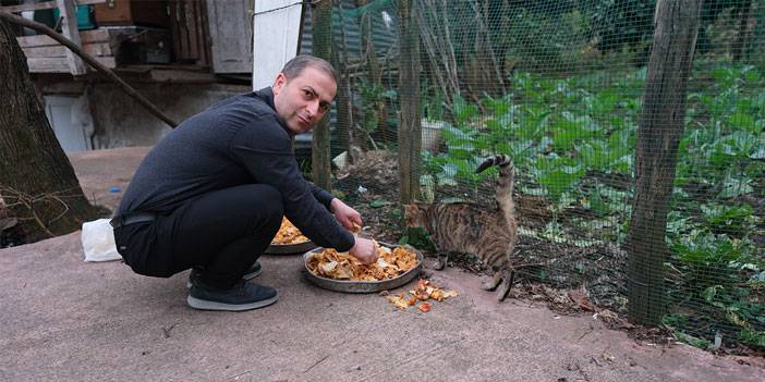 Rize'de babadan kalan 'anlamlı miras'; lokantada artan yiyecekleri sokak kedilerine götürüyor